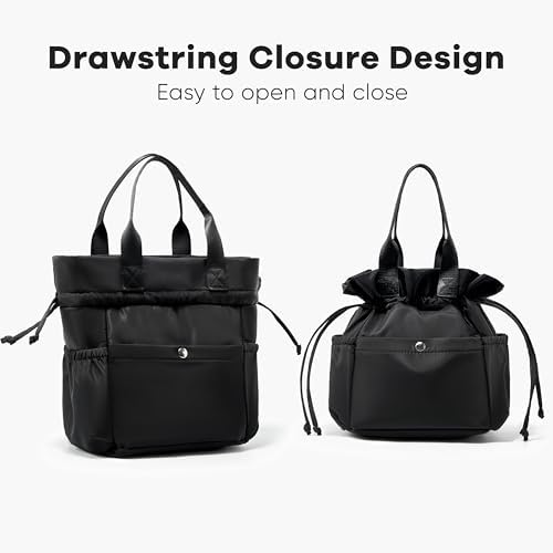 Yarnic Lunch Bag Women Insulated Lunch Box with Water Bottle Holder (Black)