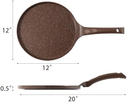 SENSARTE 12 Inch Nonstick Crepe Pan Granite Coating Pancake Pan Brown