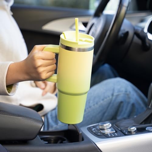 BJPKPK 40 oz Insulated Tumbler with Handle & Straw, Stainless Steel