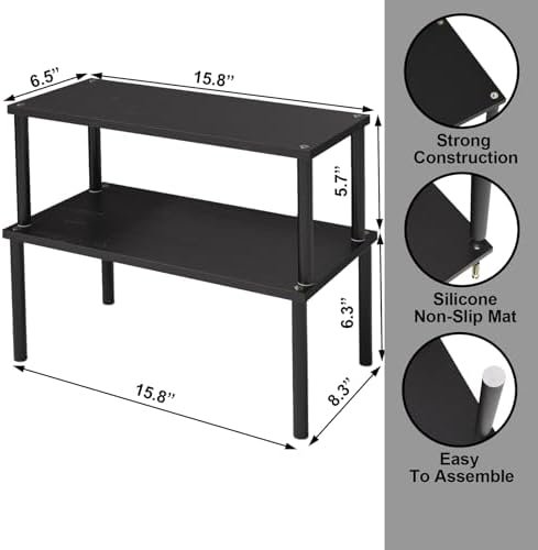 VERTORGAN 2 Pack Cabinet Organizer Shelf,Bamboo Countertop(Large,Black)