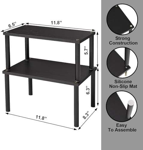 VERTORGAN 2 Pack Cabinet Organizer Shelf,Bamboo Countertop(Medium,Black)
