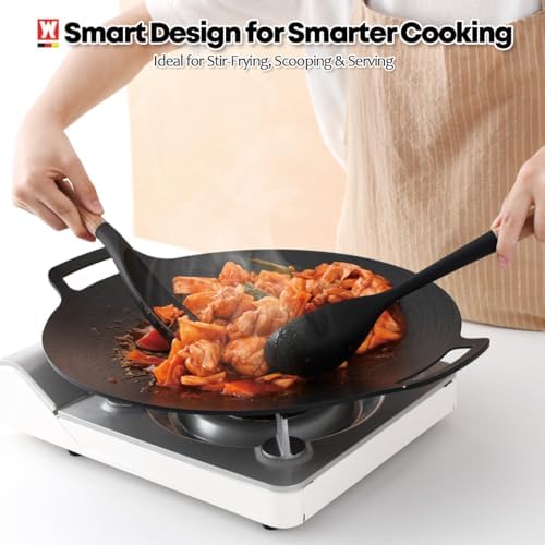 WAGENSTEIGER Silicone Cooking & Serving Spoon: Multi-Purpose Cooking Tool for Basting Serving Scooping Scraping Mixing Basting, Non-stick Cookware Safe, Wooden Handle Design
