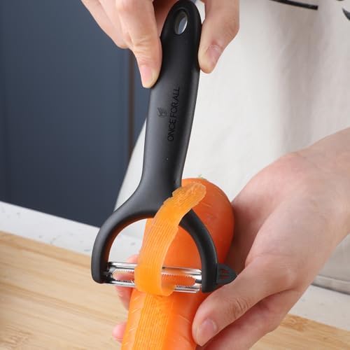ONCE FOR ALL Safe Mandoline Slicer Plus with Peeler, Bigger Size, Black