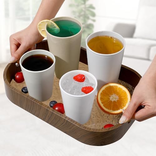 HEYCOME Set of 16 Wheat Straw Cups, 16 Pcs 20 oz Unbreakable Drinking Cups, Reusable Plastic Cups Sets, Water Glasses Tumblers, Microwave & Dishwasher Safe, Bpa Free, 4 Colors
