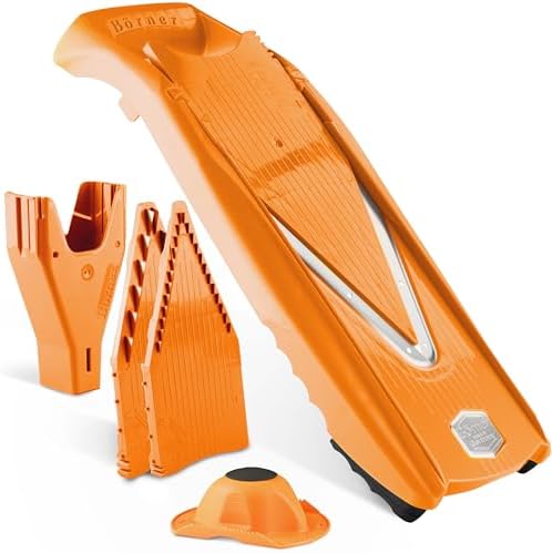 Börner Mandoline Slicer V5 (Starter Set) • Vegetable V-Slicer for Slices, Sticks & Dices in Various Sizes • With Stainless Steel V-Blade • Adjustable Kitchen Slicer • Color: Orange