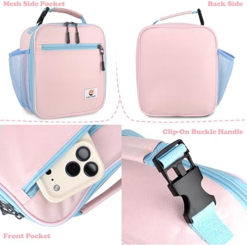 CaCTOUR Lunch Box Kids,Premium Insulated Lunch Bag for Girls Boys,Soft Bag Mini Cooler Back to School Thermal Reusable Lunch Bag for Work School Picnic (Pink)