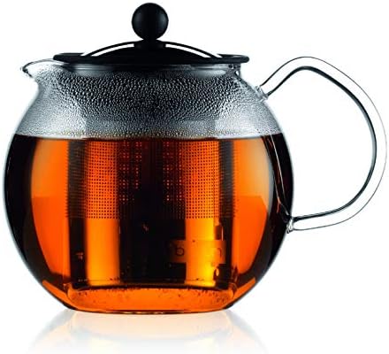 Bodum 34oz Assam Glass Tea Press with Stainless Steel Filter, Brushed