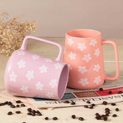 24 oz Large Ceramic Coffee mugs, Extra Large Cup, Big Handle (24 oz violet)