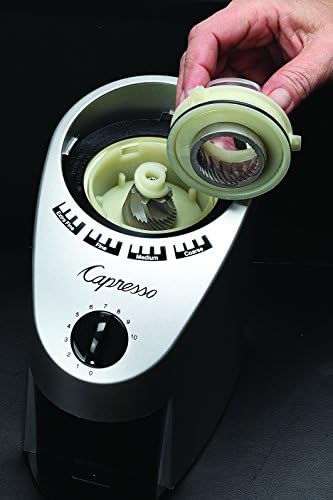 Capresso Infinity Conical Burr Grinder, See-through bean container holds up to 8.8 oz of beans