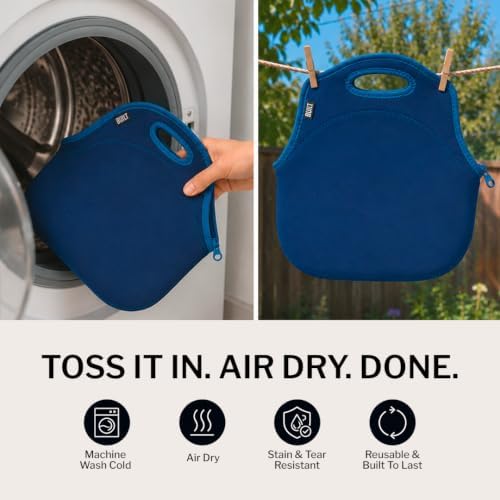 Built Gourmet Getaway Neoprene Lunch Bag - Insulated, Reusable, & Machine-Washable Lunch Tote for Hot and Cold Food Storage, Lightweight & Reusable - One Size (Navy)
