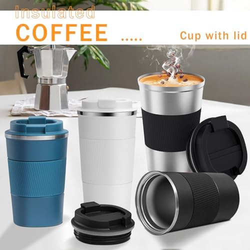 Insulated Travel Coffee Mug, Stainless Steel Coffee Cup with Leakproof Lid