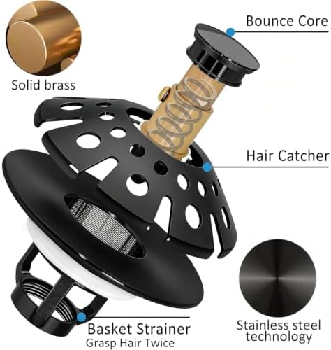 AzWzz Bathroom Sink Drain Strainer, 3 in 1 Pop Up Bathroom Sink Stopper