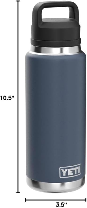 YETI Rambler 26 oz Bottle, Vacuum Insulated, Stainless Steel with Chug Cap, Navy