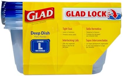 Glad GladWare Deep Dish Food Storage Containers, 64 Oz, 3 Count (Pack of 6)