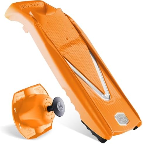 Börner Mandoline Slicer V5 (Basic Set) • Vegetable V-Slicer for Slices in 4 Thickness Settings • Stainless Steel V-Blade • Adjustable Kitchen Slicer for Vegetables & Fruits • Color: Orange