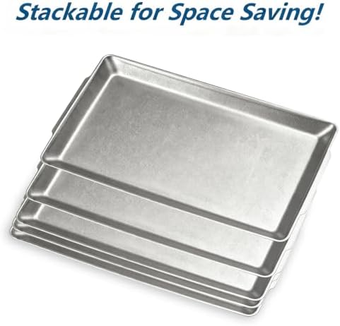 15.8" x 9.5" Large Serving Trays Vintage Style Stainless Steel Heavy-Duty Large Serving Platters, Silver Rectangular Plates for Food Fruit Party Wedding Christmas Chip and Scratch Resistant