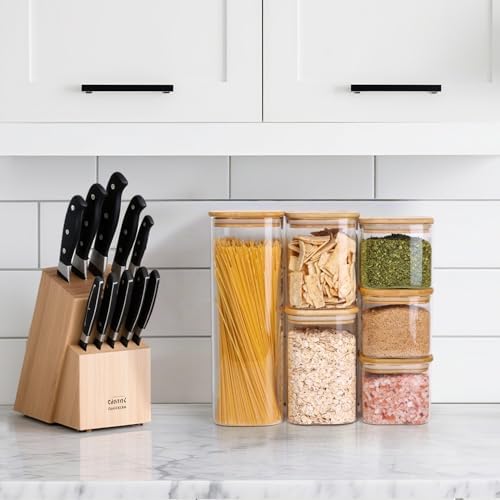 ComSaf Pasta Containers Storage 2.2 Qt, Spaghetti Jar, Set of 3 Tall Jars