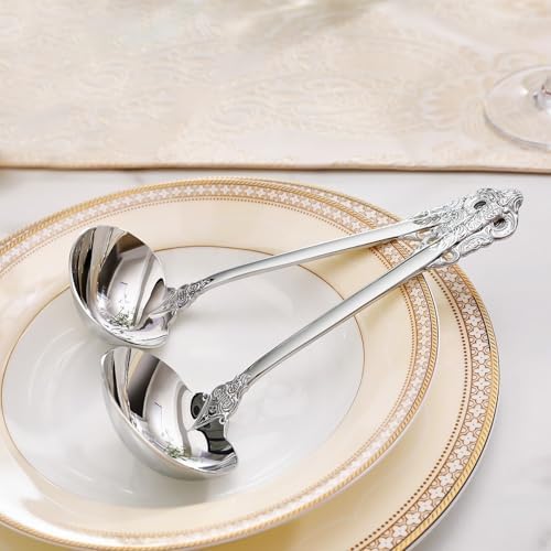 KEAWELL Premium Luxury 2-Piece 7.5-Inch Gravy Ladle Set (2, Silver)