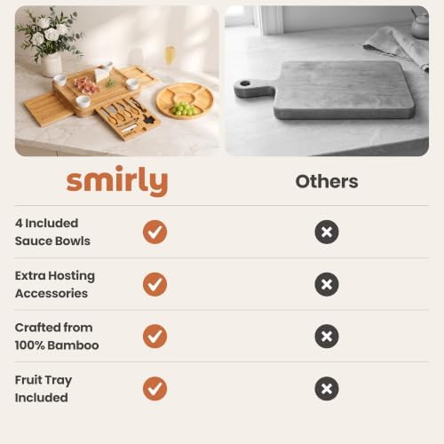 SMIRLY Charcuterie Boards Set, Large Cheese Board Set, Bamboo