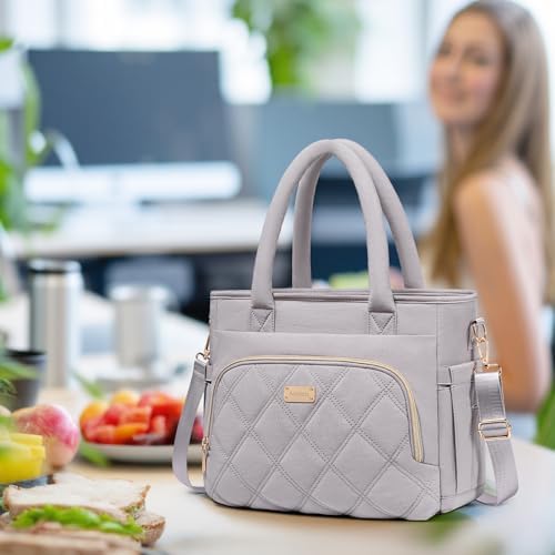 Artelaris Lunch Bag Women, Adult Insulated Lunch Box, Leakproof Lunch Cooler Bag, Reusable Large Lunch Cooler for Work, Picnic, Travel (Grey)