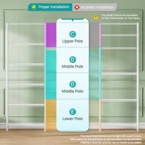 SINGAYE 6 Metal Shelves Wire Shelving Storage Shelf Adjustable Unit Pantry