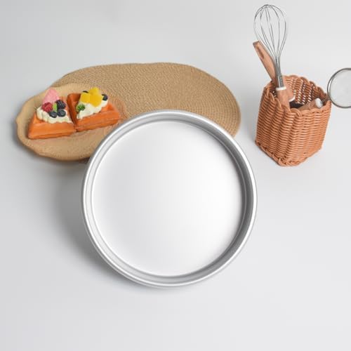 9 Inch Cake Pan, Aluminum Round Cake Baking Pans Tins For for birthday cake party cake, Non-Toxic, Only Handwasher.Silver(9×2 round Cake Pan)