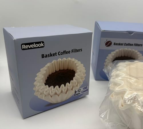 Coffee Filters 8-12 Cup, 7.875 inch x 3.25 inch, 100 Count Basket Coffee Filters, White Disposable 8 to 12 Cup Coffee Filter Paper