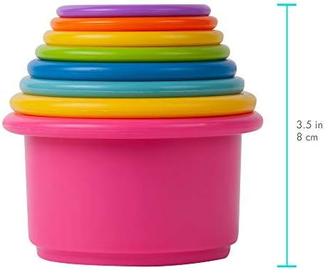 The First Years Stack & Count Stacking Cups - Colorful Baby Stacking Water Toys Set - Stackable Cups for Learning - Baby Bath Toys - Toddler Water Table Toys - 8 Count