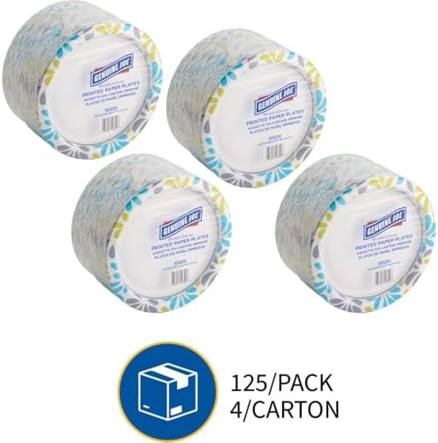 Genuine Joe Printed Paper Plates, 9" (Pack of 125)