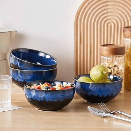 vancasso Starry 24oz Bowls for Soup, Ceramic Blue bowls Set of 4
