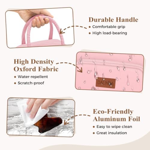 DALINDA Lunch Bag Lunch Box for Women Men, Insulated Lunch Bags Water-Resistant Cute Cooler Lunch Tote Bag, Reusable Large Capacity for Work Travel Picnic