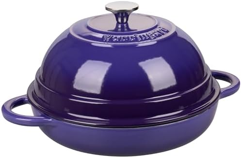 VORRINGARD Cast Iron Enameled Dutch Oven Pot with Lid for Bread Baking, Bread Oven, 6 Quart, Purple