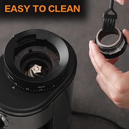 Ollygrin Burr Coffee Grinder, Electric Conical Coffee Bean Grinder With 30 Adjustable Grind Settings For 2-12 Cups, Sliver & Black