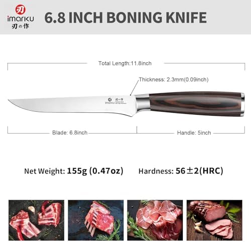 imarku Fillet Knife 6 Inch, German High Carbon Stainless Steel Boning Knife