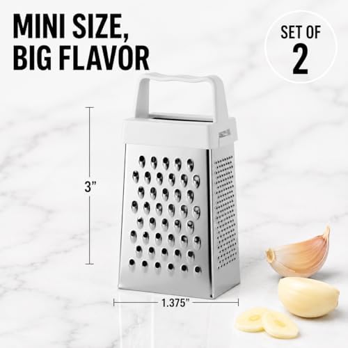 HIC Kitchen Mini Garlic Grater Slicer, Stainless Steel, Set of 2