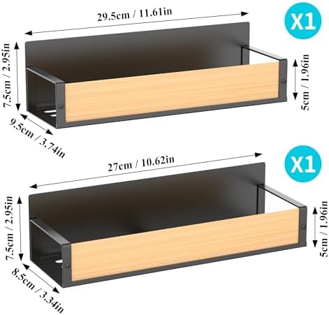 HuggieGems Metal Magnetic Spice Rack for Refrigerator Wood, 2 Pack