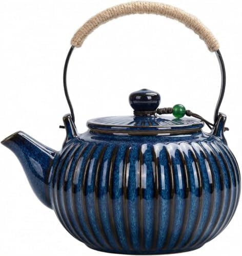 Japanese Teapot with Infuser 25 OZ/750ml Ceramic Tea Pot with Removable Stainless Steel Filter for Loose Tea for Office Home Men Women as Gift Royal Blue