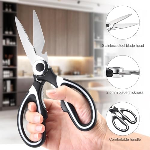 OMDAR 3 Pack Kitchen Scissors & Seafood Scissors Set, Sharp Kitchen Shears