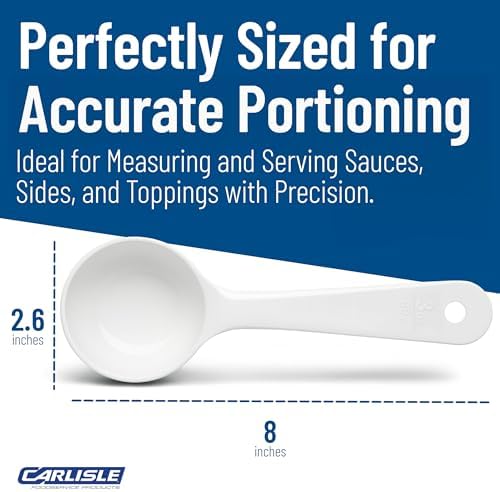 Carlisle FoodService Products Measure Miser Solid Measuring Spoon with Short Handle, 3 Ounces, White (Pack Of 12)