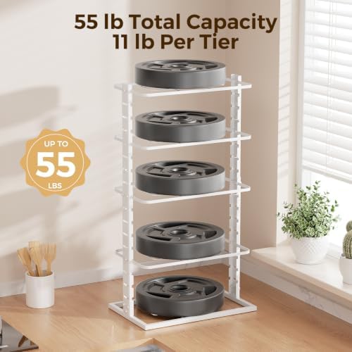 LAMU Pots and Pans Organizer Under Cabinet, 5 -Tier Dual-Pillar Design