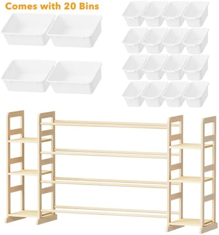SpaceAid Toy Storage Organizer with 6 Shelves and 20 Bins, Toy Organizers Storage Bookshelf, Kids Bin Shelf Toys Box Bookcase for Bedroom Playroom Organization Room Decor, White