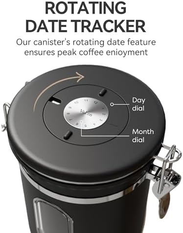 Veken Coffee Canister with Window,Airtight Stainless Steel Compact Jar,16OZ