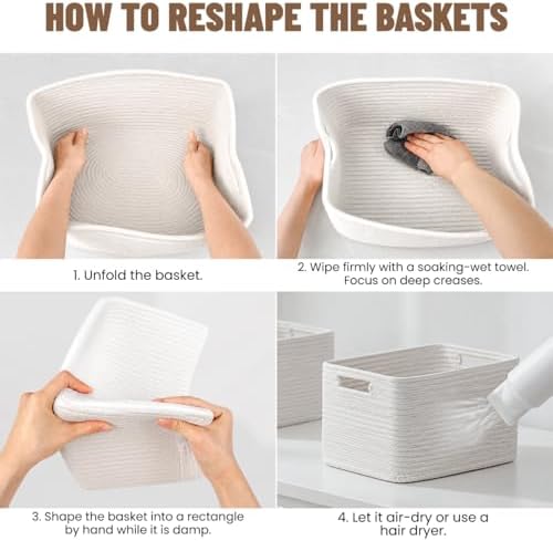 5 Pack Woven Storage Baskets, Decorative Storage Bins for Organizing