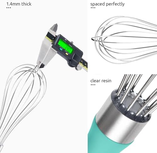 U-Taste Wire Whisk for Cooking, 18/10 Stainless Steel Wisk, S/Aqua Sky