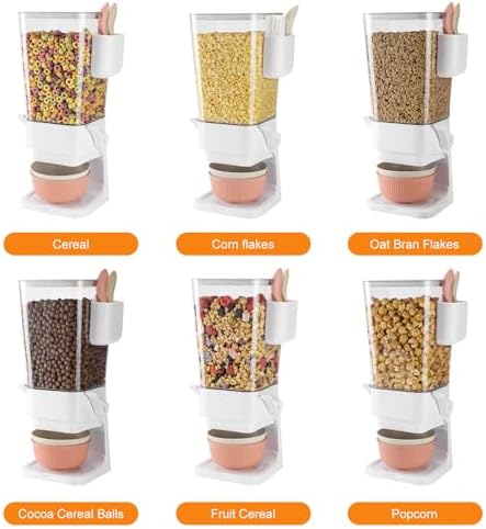 Osacoe Cereal Dispenser Countertop 2 Pack with Bowls Spoons Cutlery Box,5.5 QT Dry Food Dispenser Snack Organizer Containers Storage with Lids for Pantry Kitchen Organization Oatmeal Nut Granola Candy
