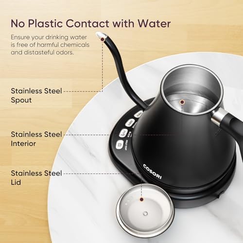 Cosori Gooseneck Electric Kettle with Temperature Control, 0.8L, Black