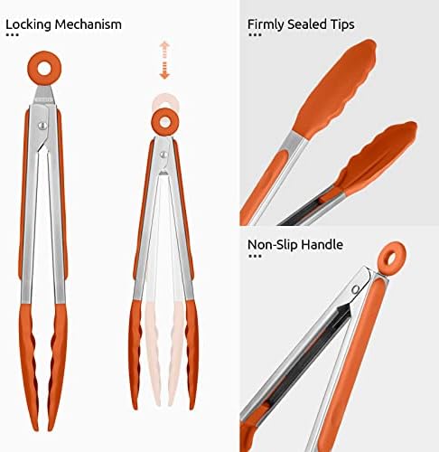 U-Taste Kitchen Tong for Cooking, 480ºF Heat-Resistant Tps, 9in/Orange
