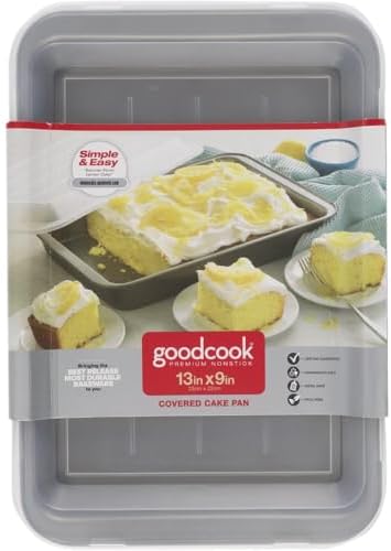 GoodCook Everyday Nonstick Steel Oblong Pan with Lid, 9" x 13", Gray