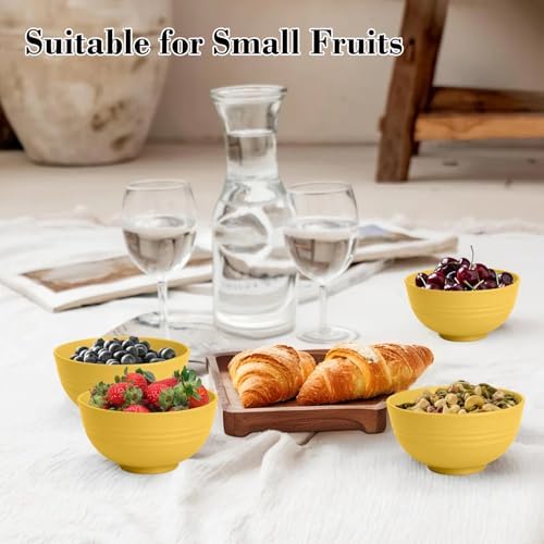Wrova wheat straw icecream bowls 10oz set of 8 - Unbreakable Dessert Bowls Freezer Safe - Small Bowls for Yogurt,Snack and Fruits. Yellow