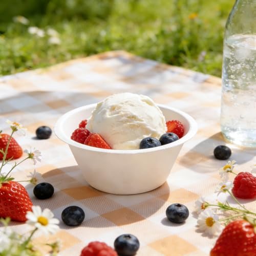ECOLipak 300 Pack 8 oz Compostable Paper Bowls Disposable, White